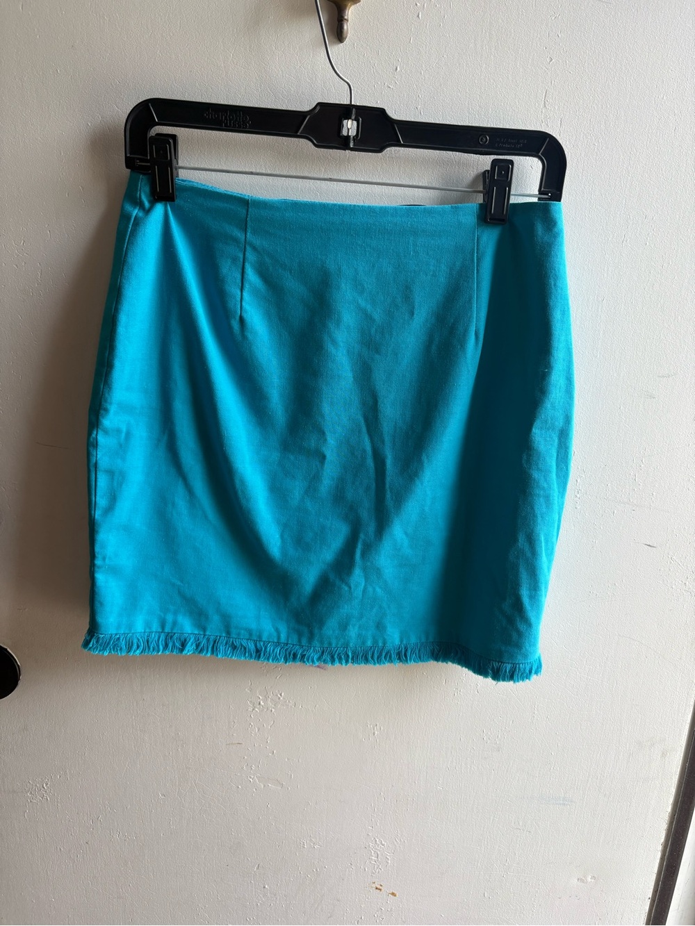 Blue Blush Teal Mini Skirt with Frayed Hem